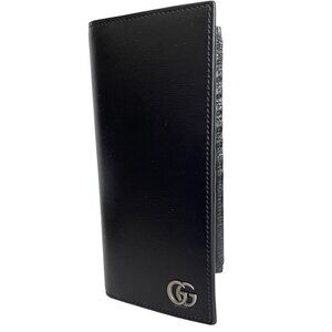 Gucci 428740 Men's Black‎ Leather GG Marmont Vertical Wallet